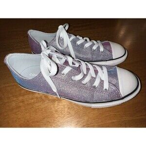 Converse All-Star Junior Girl Size 6 Moody Purple Glitter Shoes - Lightly Used